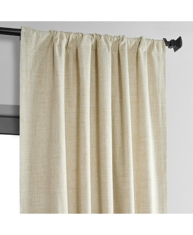 Half Price Drapes Natural Light Beige Thermal Cross Linen Weave Blackout Curtain
