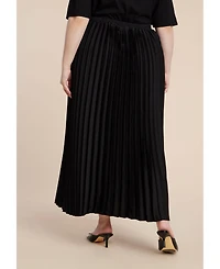 Eloquii Women's Plus Pleated Maxi Satin Skirt