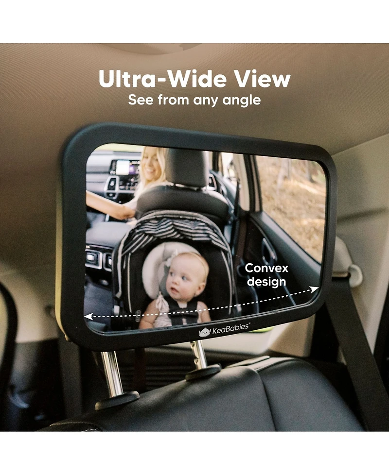 KeaBabies Baby Car Mirror, Large Shatterproof Mirror for Seat Rear Facing, Carseat Infant
