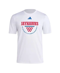 Adidas Men's White Kansas Jayhawks Basketball Practice Net Arch Pregame T-Shirt
