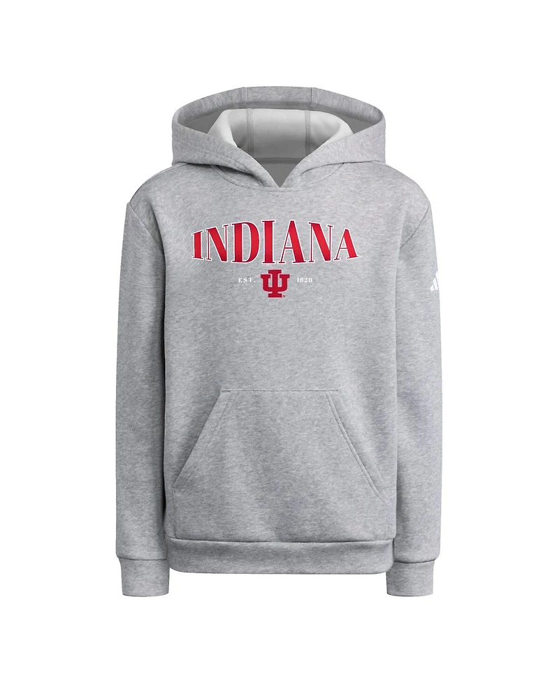 Adidas Big Boys and Girls Heather Gray Indiana Hoosiers Puffed Out Pullover Hoodie