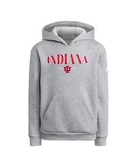 Adidas Big Boys and Girls Heather Gray Indiana Hoosiers Puffed Out Pullover Hoodie