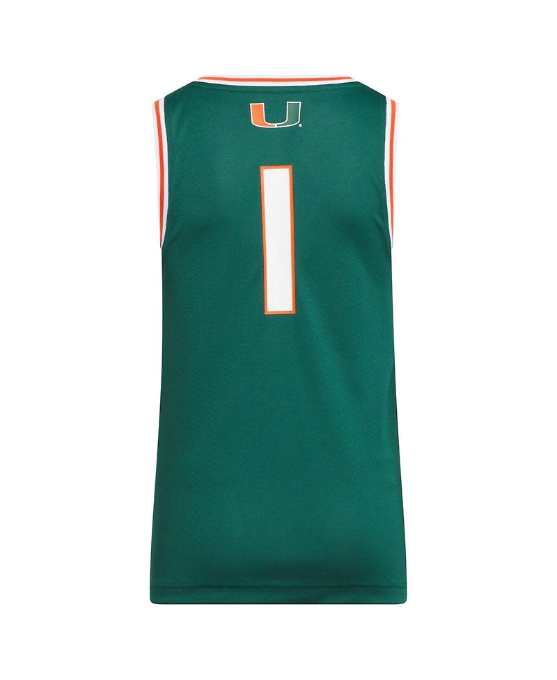 Adidas Big Boys and Girls Green Miami Hurricanes Replica Swingman Jersey