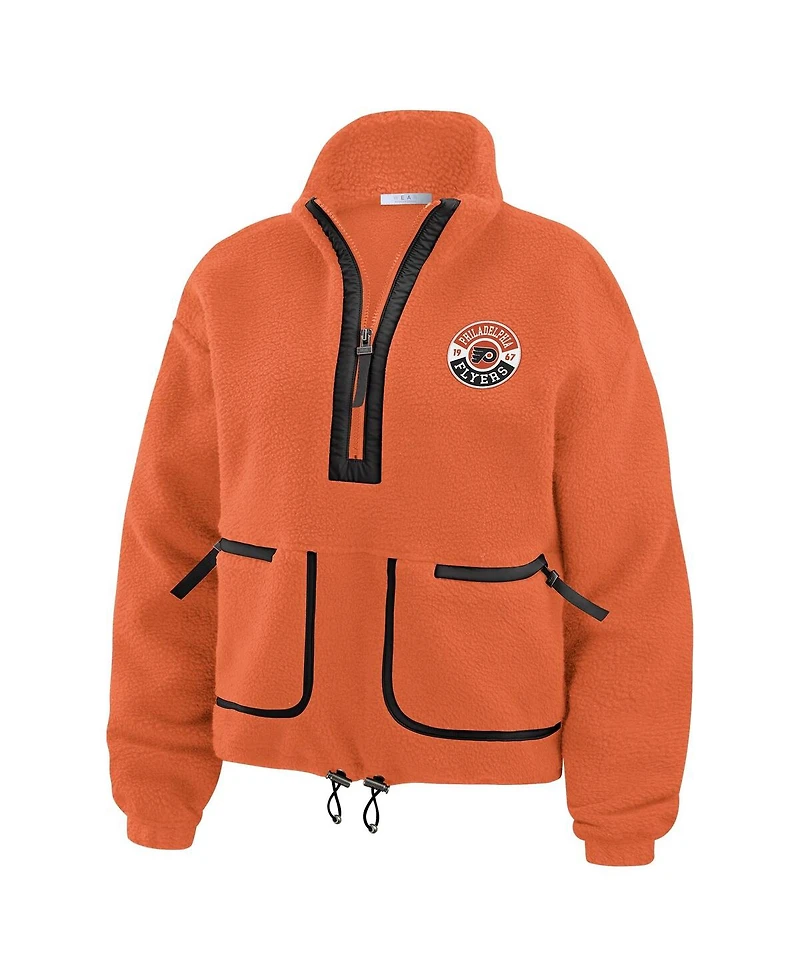 Wear by Erin Andrews Women's Orange Philadelphia Flyers Polar Fleece Half-Zip Jacket