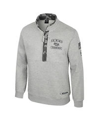 Colosseum Men's Heather Gray Lsu Tigers Oorah Oht Military Appreciation Fleece Quarter-Zip Jacket