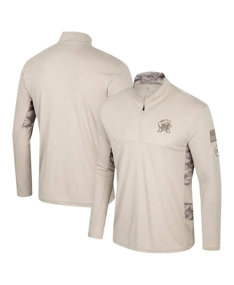 Colosseum Men's Natural Maryland Terrapins Oht Military Appreciation Quarter-Zip Jacket