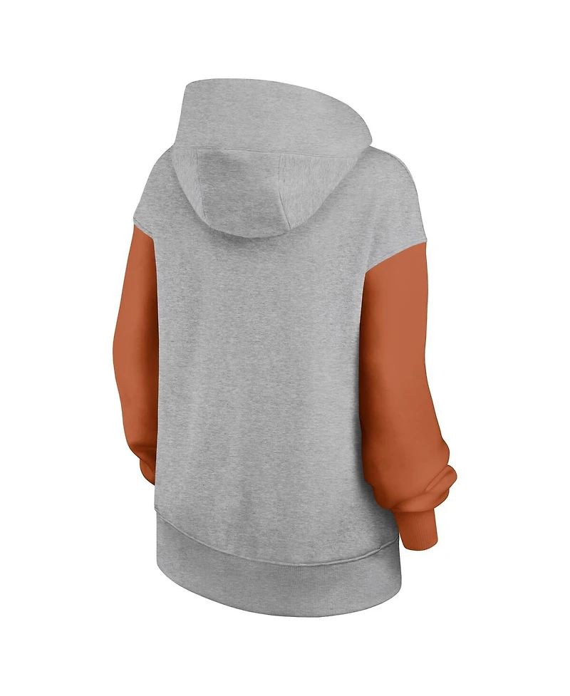 Nike Women's Heather Gray/Texas Orange Texas Longhorns Oversized Legacy Phoenix Pullover Hoodie