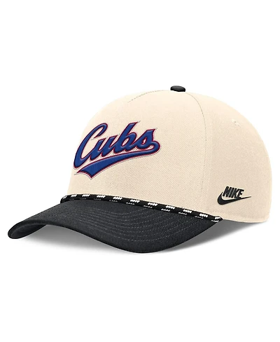 Nike Men's Natural/Black Chicago Cubs Cooperstown Collection Rise Adjustable Hat