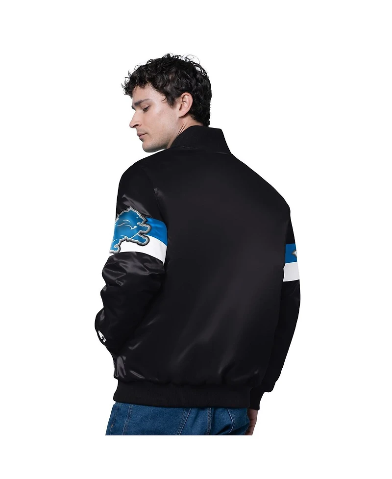 Starter Men's Black Detroit Lions Triple Option Full-Snap Varsity Jacket