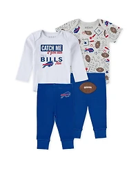 Wear by Erin Andrews Baby Boys and Girls Newborn 3-Piece Buffalo Bills Turn Me Around Bodysuits Pant Set