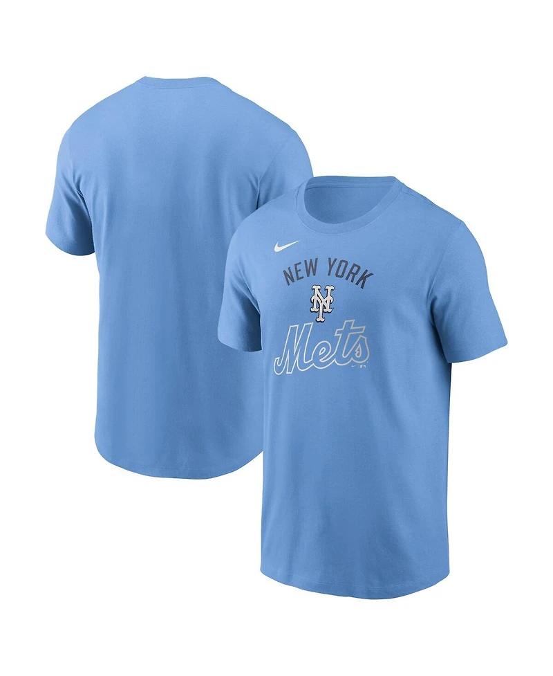 Nike Men's Light Blue New York Mets Early Innings Stack T-Shirt