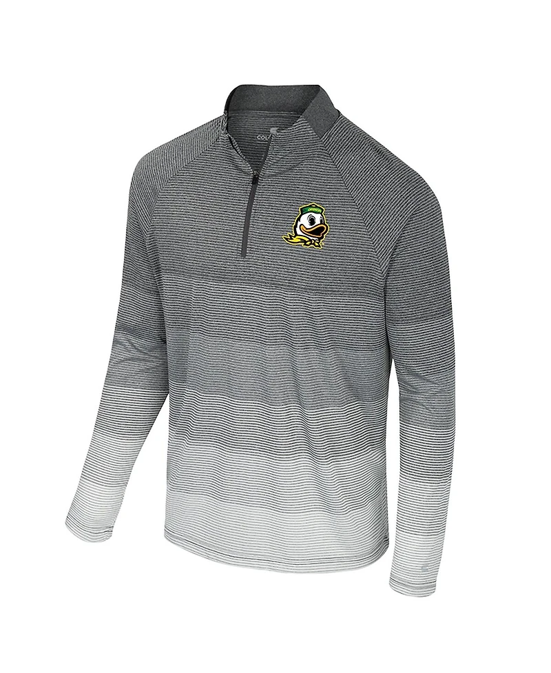 Colosseum Men's Gray Oregon Ducks Ai Striped Mesh Quarter-Zip Raglan Windshirt Jacket