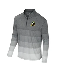 Colosseum Men's Gray Oregon Ducks Ai Striped Mesh Quarter-Zip Raglan Windshirt Jacket