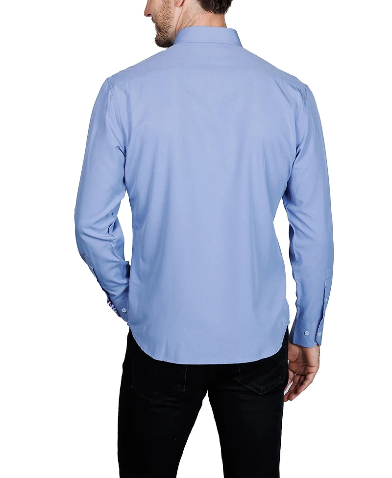 Tailorbyrd Men's Solid Melange Performance Long Sleeve Shirt