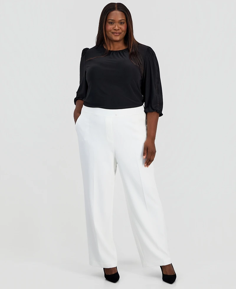 Kasper Plus Core Julia Stretch Wide-Leg Pants