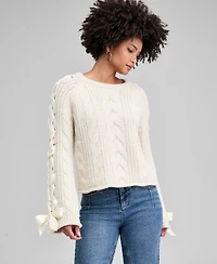 And Now This Women's Satin-Bow-Sleeve Sweater, Macy's Exclusive