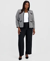 Kasper Plus Zigzag Jacquard Open-Front Jacket