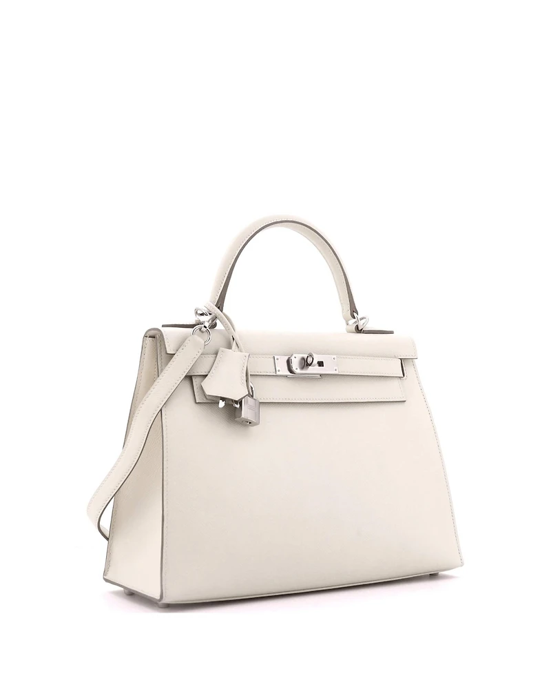 Pre-Owned HERMES Kelly 28 Handbag Light Epsom with Palladium Hardware