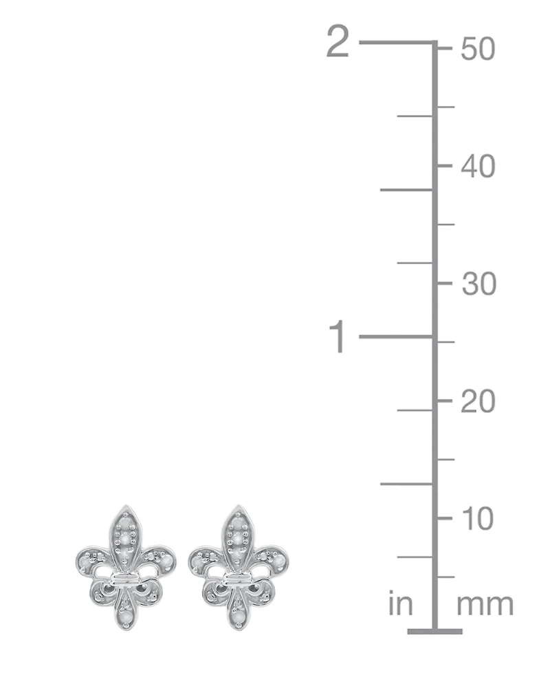 Macy's Diamond Fleurdelis Earrings (1/10 ct. t.w.) in Sterling Silver