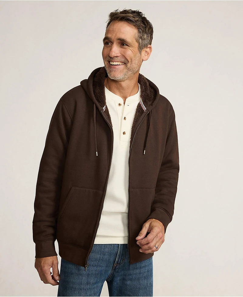 Lands' End Men's Serious Sweats Full Zip High Pile Fleece Hoodie