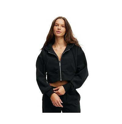 Cotton On Women's Active Plush Boxy Cropped Zip Through