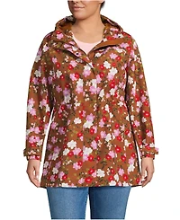 Lands' End Plus Squall Hooded Waterproof Print Raincoat