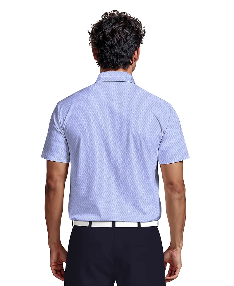 Pga Tour Men's All-Over Micro Jacquard Short-Sleeve Golf Polo Shirt