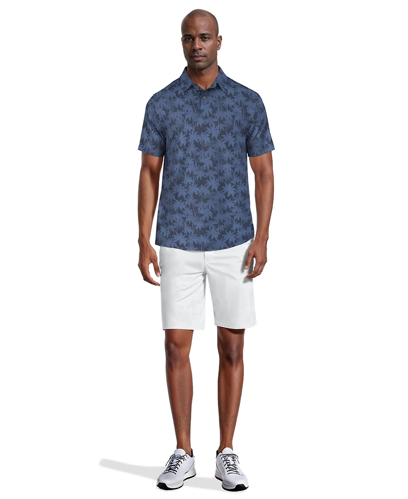 Pga Tour Men's All-Over Geometric Palm Print Short-Sleeve Golf Polo Shirt