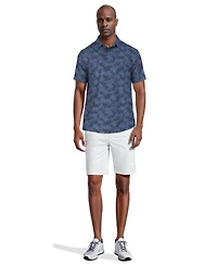 Pga Tour Men's All-Over Geometric Palm Print Short-Sleeve Golf Polo Shirt