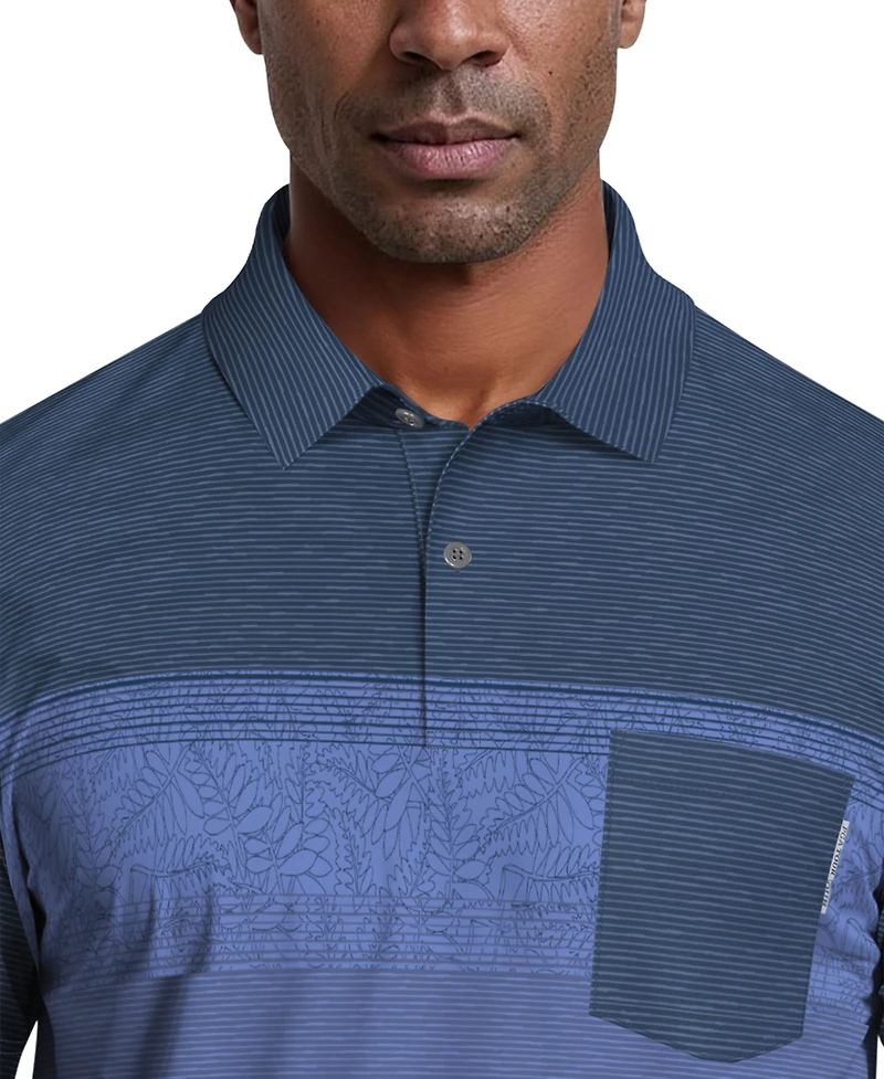 Pga Tour Men's Engineered Textured Color-Block Short-Sleeve Golf Polo Shirt