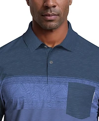 Pga Tour Men's Engineered Textured Color-Block Short-Sleeve Golf Polo Shirt