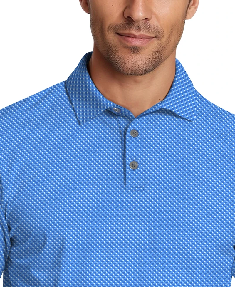 Pga Tour Men's Micro Geometric Print Short-Sleeve Golf Polo Shirt