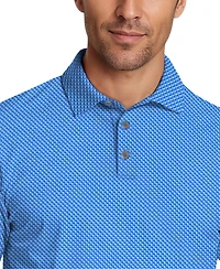 Pga Tour Men's Micro Geometric Print Short-Sleeve Golf Polo Shirt
