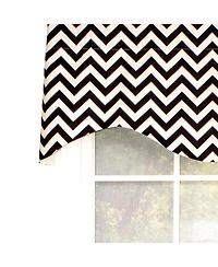 Rlf Home Zig Zag Cornice 100% Cotton with Fully Lined 3" Rod Pocket Valnance for Windows 50" x 17" Black