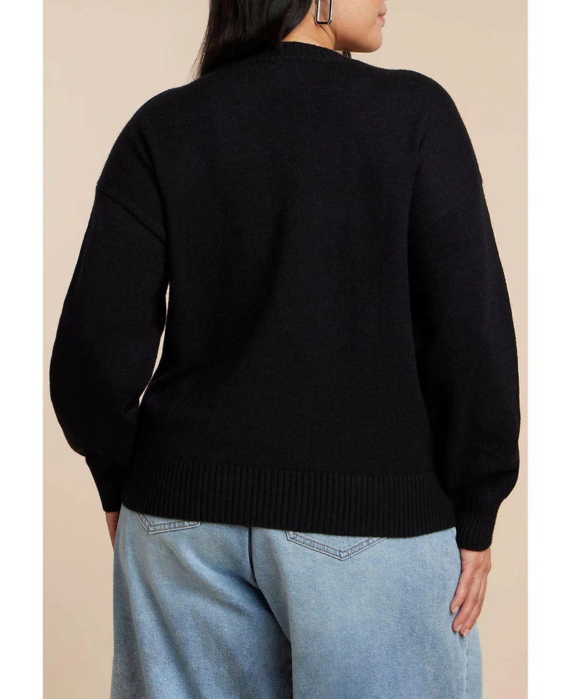Eloquii Women's Lace Bow Sweater