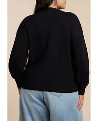 Eloquii Women's Lace Bow Sweater