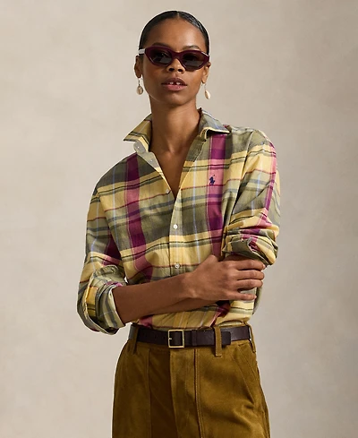 Polo Ralph Lauren Women's Relaxed Fit Collared Plaid Shirt