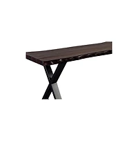 Porter Designs Manzanita Live Edge Solid Sheesham Wood Dining Bench, Gray