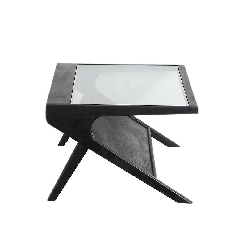 Canberra Solid Mango Wood Coffee Table, Black