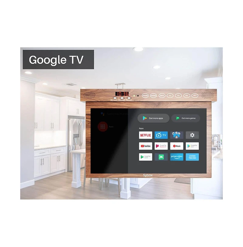 15" Under-Cabinet Smart Kitchen Tv Led Panel 1080p Hd Google Flip-Down Screen