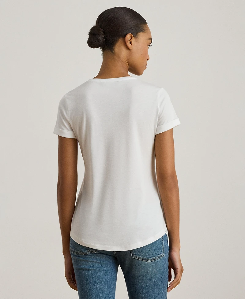 Lauren Ralph Women's Crewneck Embroidered-Logo T-Shirt