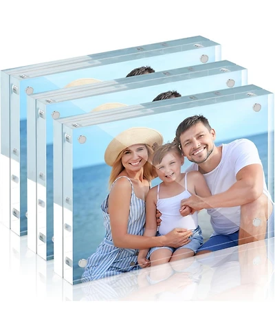 5x7 Double-Sided Acrylic Magnetic Picture Frame with Microfiber Cloth 3 Pack