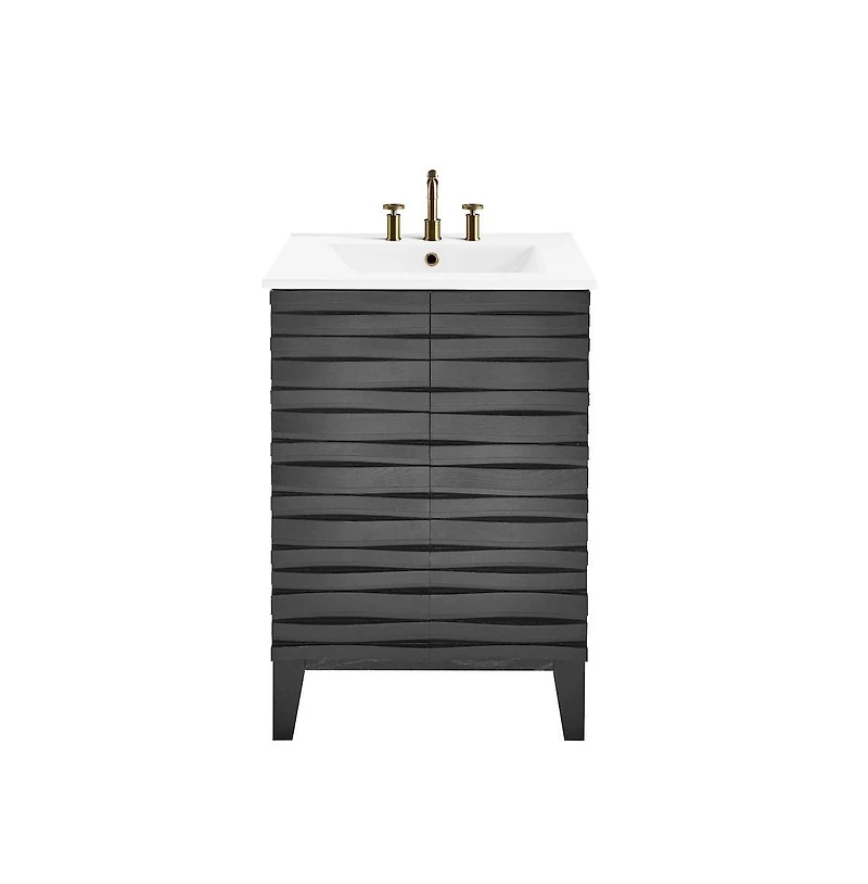 Swiss Madison Cascade in. Oak Bathroom Vanity With White