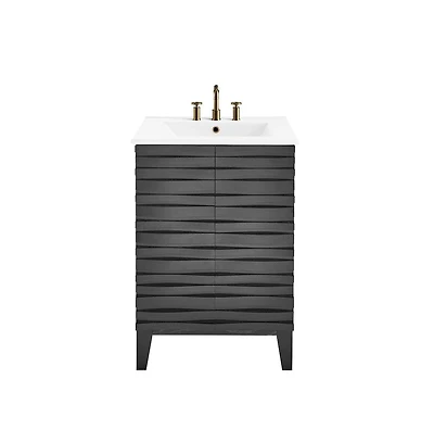 Swiss Madison Cascade in. Oak Bathroom Vanity With White