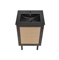 Swiss MadisonClasse 18" Freestanding Bathroom Vanity in Black Oak with Black Sink Top
