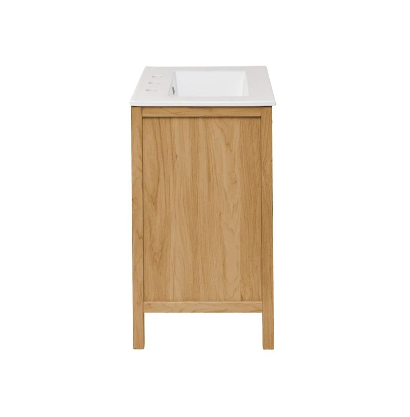 Swiss Madison 24" Freestanding Bathroom Vanity in Golden Oak with 3-Hole Centerset Sink Top