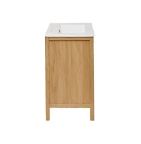 Swiss Madison 24" Freestanding Bathroom Vanity in Golden Oak with 3-Hole Centerset Sink Top