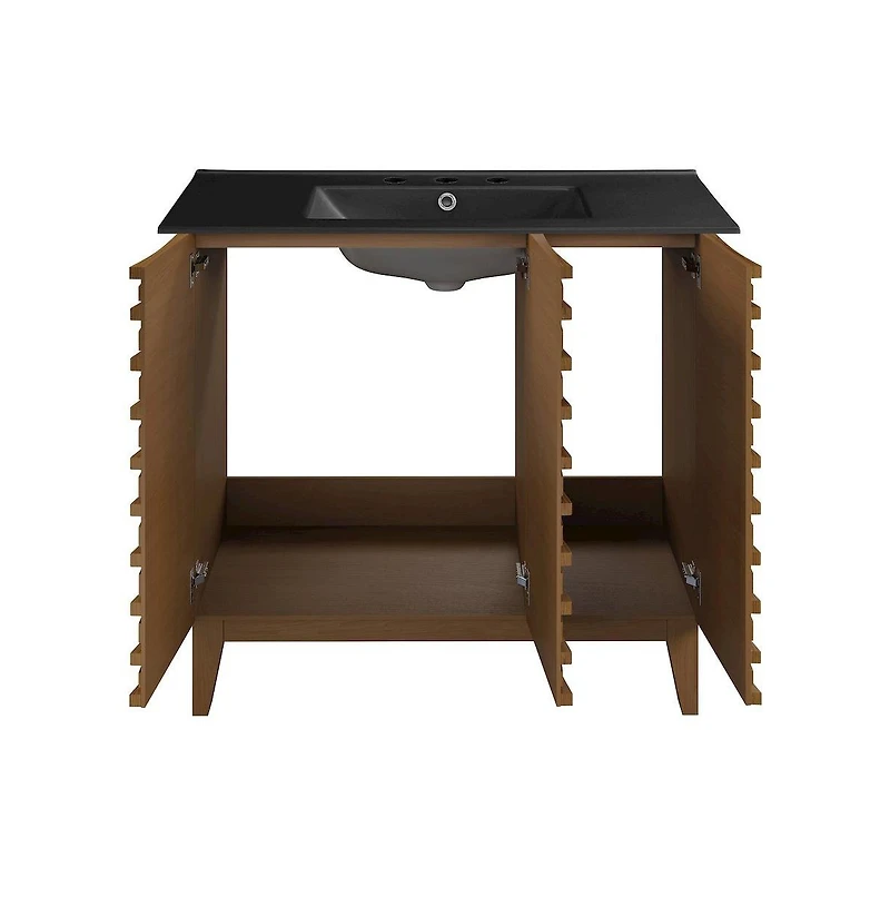 Swiss Madison Cascade in. oak Bathroom Vanity With Black