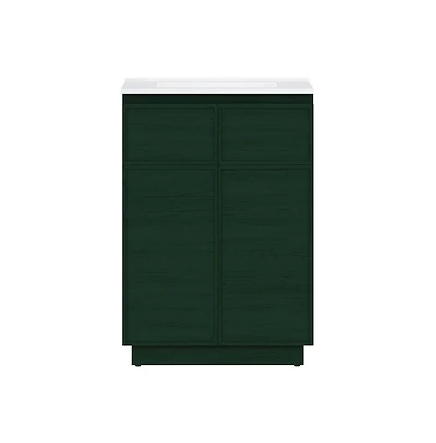 Swiss Madison St. Tropez 24" Freestanding Bathroom Vanity in Green Oak with Sink Top