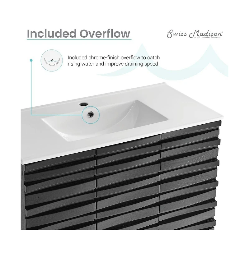 Swiss Madison Cascade 36" Bathroom Vanity in Black